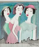 Three Women by Pieter van der Westhuizen, watercolour and pen on paper, offered Jul 2024
