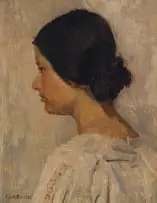 Frans Oerder, Woman in Profile, oil on panel