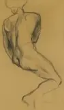Maud Sumner, Male Nude Sketch, charcoal on paper