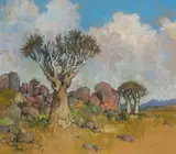 Conrad Theys, Kokerbome-Richtersveld (Quiver Tree Richtersveld), pastel on card