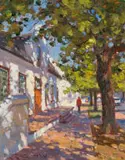 Roelof Rossouw, Dorp Street, Stellenbosch, oil on canvas laid down on board