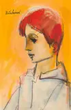 Carl Büchner, Young Man, mixed media on board