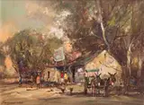 Christiaan Nice, Street Scene with a Donkey Cart