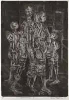 Eric Mbatha, Family II, etching and aquatint on paper