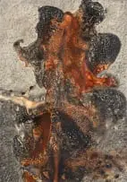 Billy (Joshua) Molokeng, Abstract Composition in Orange and Black, mixed media on paper