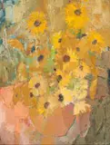 Frank Spears, Sunflowers, oil on board