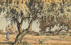 Tree by Erich Mayer, watercolour on paper, sold Jul 2024