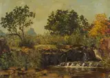 Ruth Prowse, River Landscape, oil on artist's board