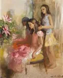Two Girls in an Interior by Mari Vermeulen-Breedt, oil on canvas, offered Jul 2024