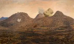 Battle at Slingersfontein, February 1900 by Godfrey Douglas Giles, oil on canvas, offered Jul 2024