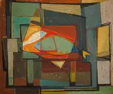 Bettie Cilliers-Barnard, Abstract Composition with Two Fish