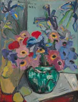 Irma Stern, Still Life with Irises and Anemones, oil on canvas