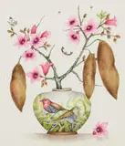 Kelly Higgs, Pink Twinspots with Lacebark Flowers, watercolour on paper