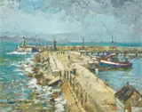 Terence McCaw, Kalk Bay Harbour, oil on canvas laid down on board