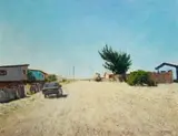 Walter Meyer, Street Scene, Lüderitz (Car on dust Road)