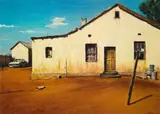 Walter Meyer, White Farmhouse, oil on canvas