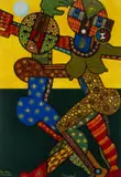 Sfiso Ka Mkame, Meeting of the Spirits, oil and pastel on paper