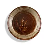 Hyme Rabinowitz, Brown-glazed stoneware dish with a wildgrass motif