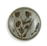 Esias Bosch, Blue- and brown-glazed stoneware plate with floral motifs