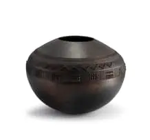 Thembi Nala, Pit-fired earthenware Ukhamba with relief and incised patterns