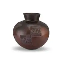 Jabulile Nala, Pit-fired earthenware Uphiso with relief and incised geometric patterns