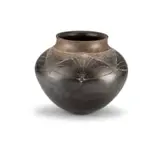 Michelle Legg, Burnished stoneware pot with incised geometric patterns