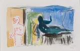 Simon Stone, Standing and Reclining Figures, watercolour on paper