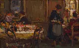 Restaurant II by Adriaan Boshoff, oil on canvas laid down on board, sold Jun 2024