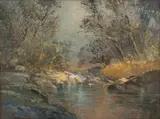 Christopher Tugwell, Riverbed, oil on canvas laid down on board