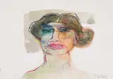 Jan Neethling, Woman with Necklace, watercolour and pastel on paper
