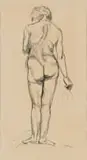 Maud Sumner, Standing Nude, pen on paper