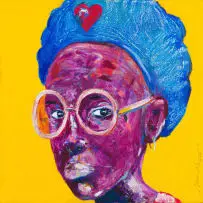 Nelson Makamo, Untitled (Woman with Glasses), oil on canvas