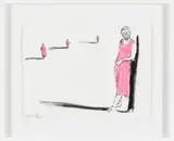 Nelson Makamo, Untitled (Figures in Red), ink on paper