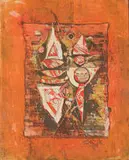 Dirk Meerkotter, Twee Harlekyne Var III, hand-coloured etching on paper