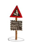 Farmers in Hot Countries by Fanlo (Chicken Man) Mkhize, enamel on board, wood and wire, sold Jun 2024