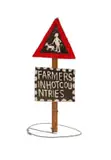 Fanlo (Chicken Man) Mkhize, Farmers in Hot Countries, enamel on board, wood and wire
