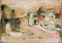 Taffy (Matthew) Whippman, Abstract Street Scene, oil on board