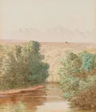 Bome en Dam by Jan Ernst Abraham Volschenk, watercolour on paper laid down on board, offered Jun 2024