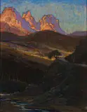 William Timlin, Mountain Landscape, pastel on paper laid down on card