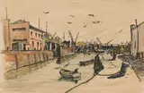 David Botha, Harbour Scene, watercolour and ink on paper