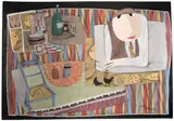 Man in an Interior with Chickens by Pieter van der Westhuizen, watercolour and ink on paper, offered Jun 2024