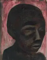 Wayne Barker, Untitled (Dark Head), gouache on paper