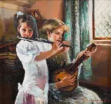 The Music Room by Mari Vermeulen-Breedt, oil on canvas, offered Jun 2024