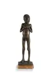 Jo Roos, Child, bronze with a brown patina, on a wooden base