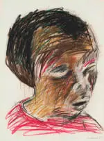 Wayne Barker, Untitled (Light Head), charcoal and pastel on paper