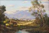 Cottages in a Valley by Tinus de Jongh, oil on canvas, offered Jun 2024