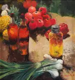 Mari Vermeulen-Breedt, Still Life with Tomatoes and Onions