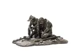Anton van Wouw, Slegte Nuus, bronze with a brown and green patina on a wooden base; cast by the Nisini foundry, Rome