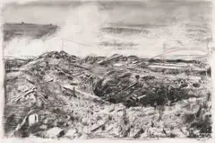 WWI (Zeno Writing) by William Kentridge, charcoal and red conté on paper, offered May 2024