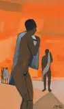 Peter Clarke, Bathers, gouache on card